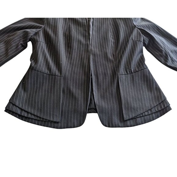 Anthropologie GREYLIN Office Siren Black Pinstriped Peplum Blazer Size M - Picture 5 of 9